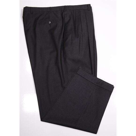 Saint Andrews Solid Charcoal Gray Pleated Wool Dress Pants 42x31 - Picture 1 of 7